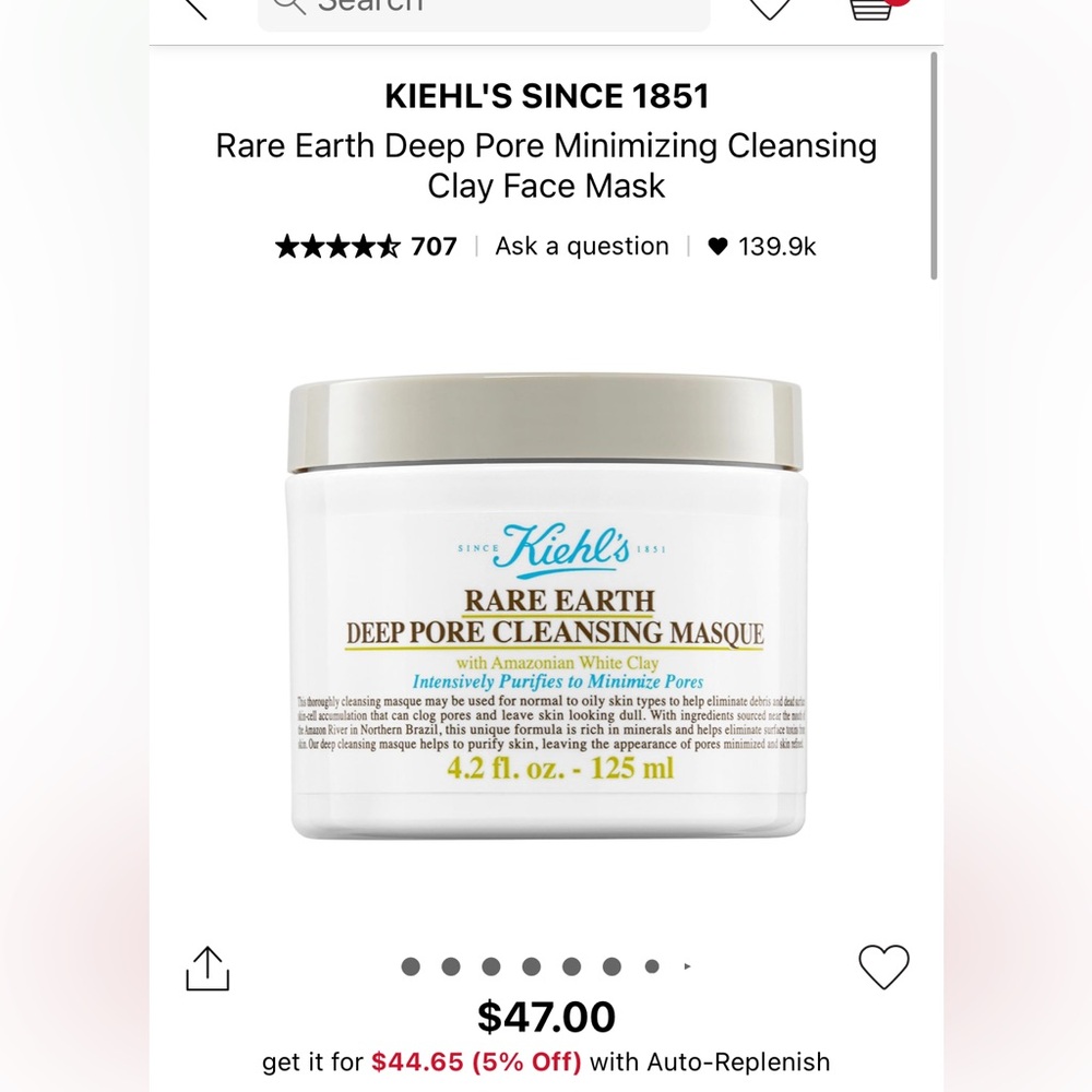 kiehls rare earth deep pore minimizing cleansing clay face masque
